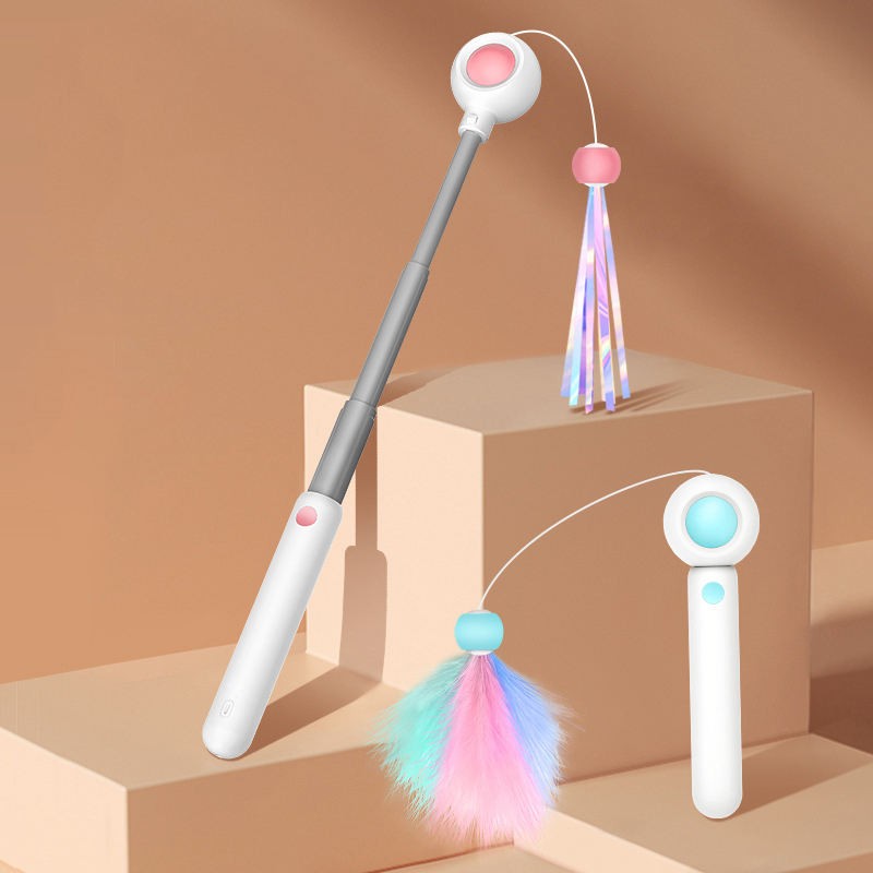 New – Retractable Interactive Cat Teaser Stick ($