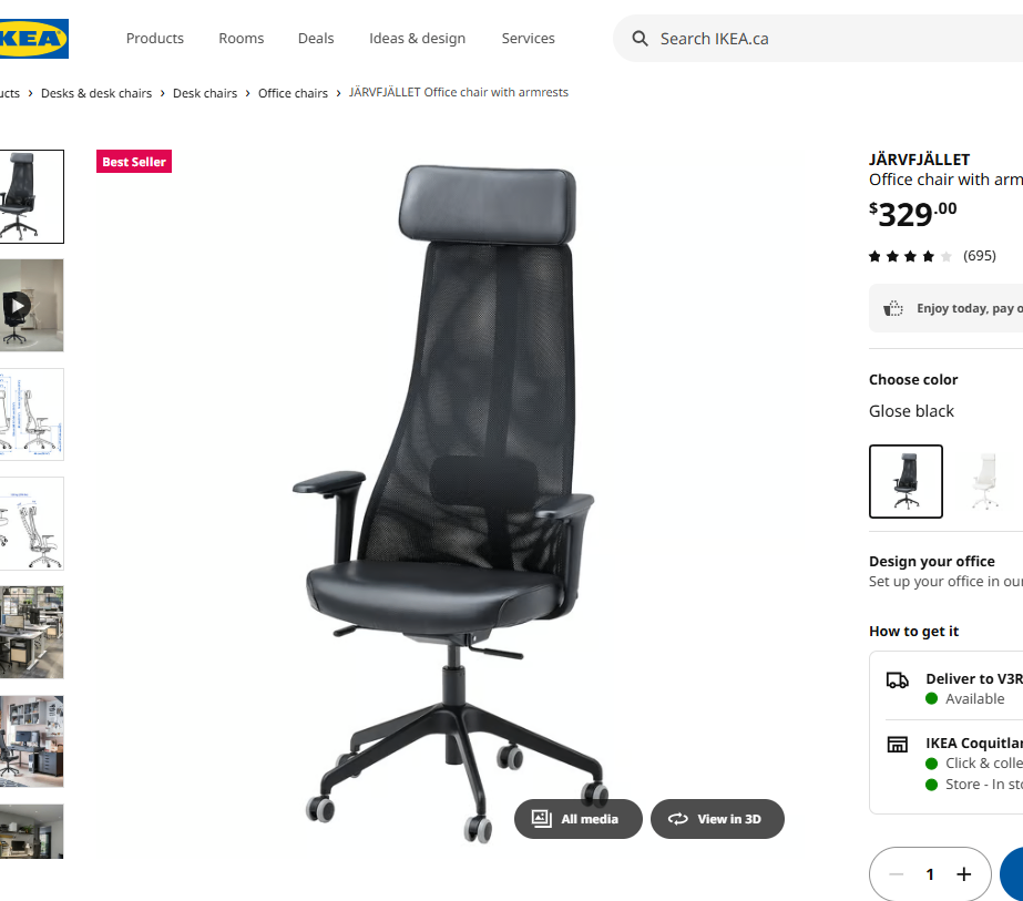 Ikea Office chair with armrests, - photo 2