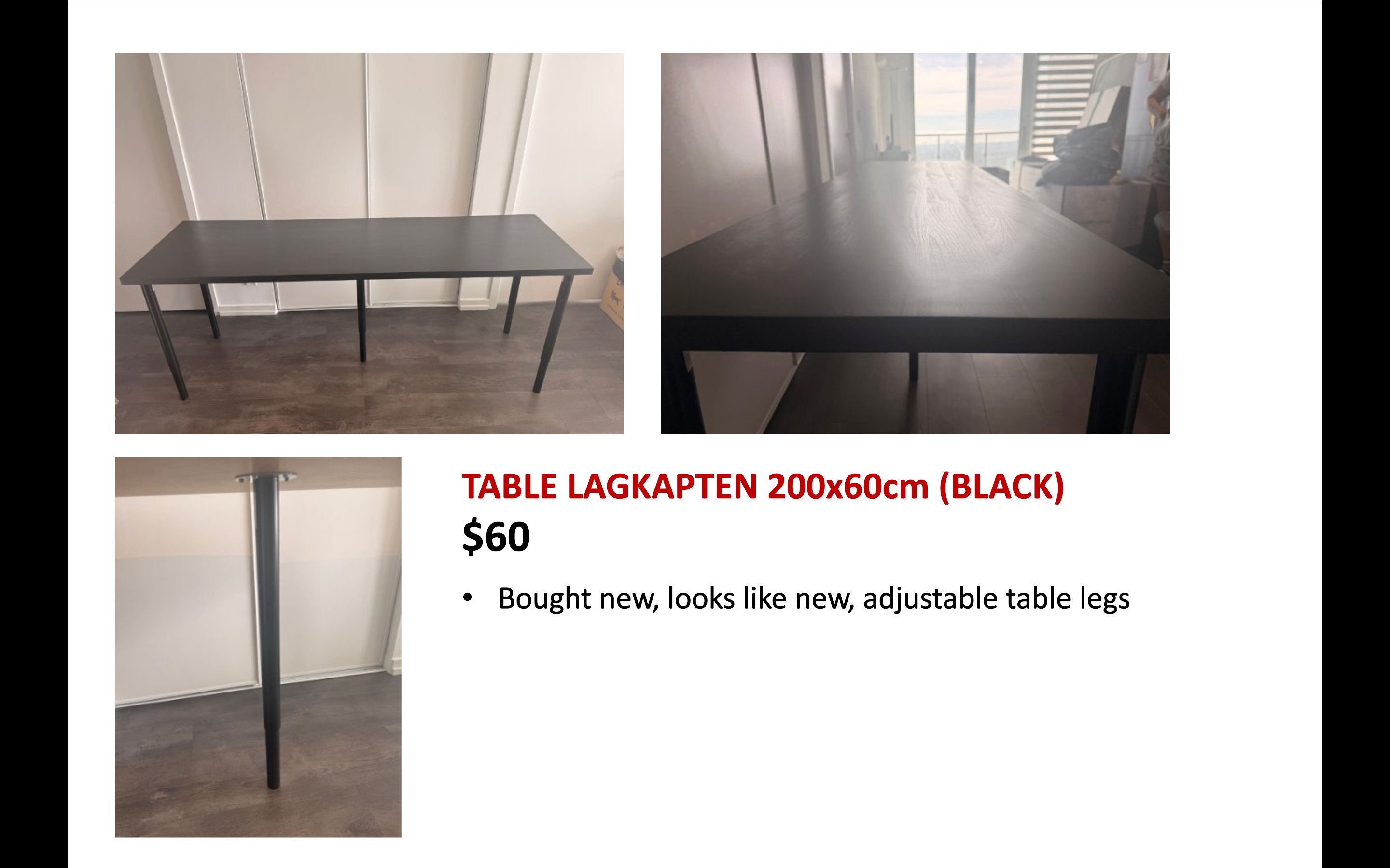 TABLE LAGKAPTEN 200x60cm (BLACK)​