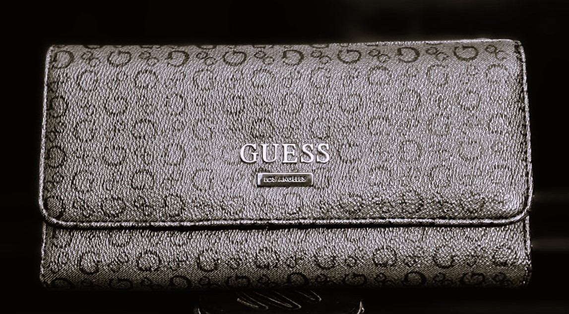 GUESS Signature Monogram Abbas Slim Logo Clutch Wallet Crossbody