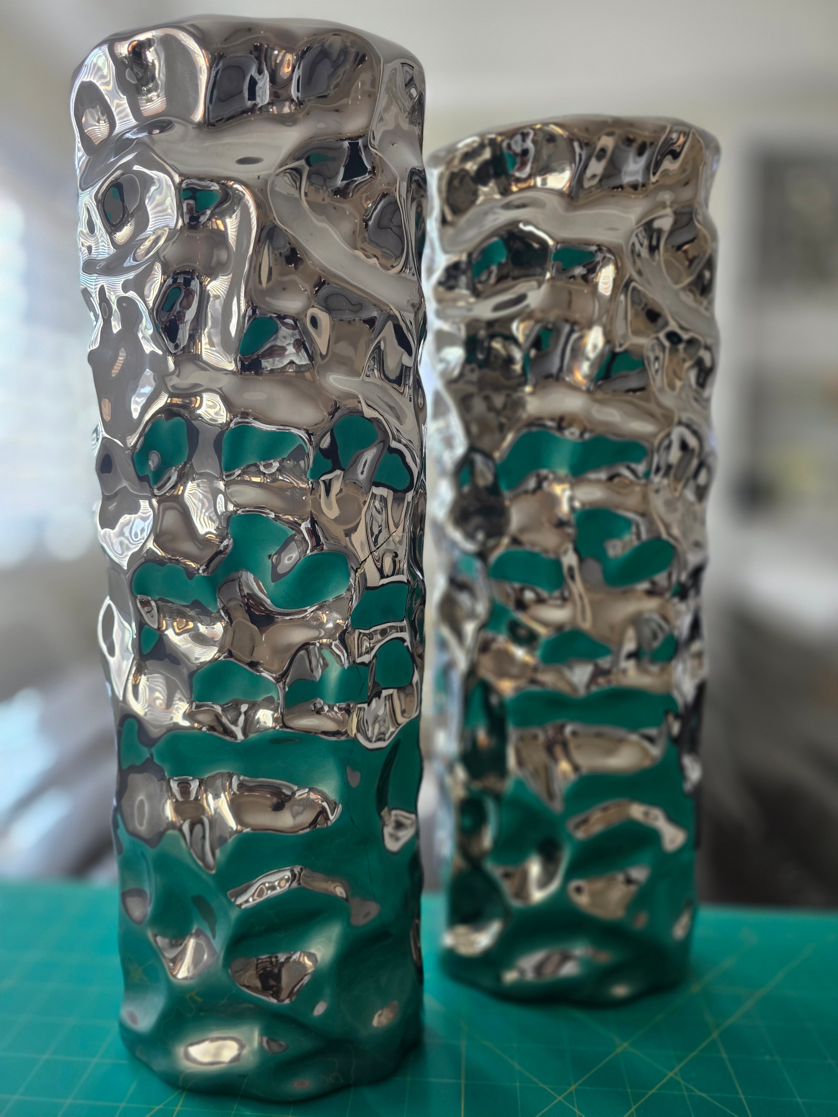 Luxury Silver Vase Duo