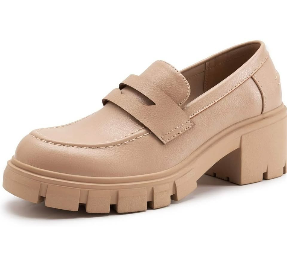 (US 8.5 )Athlefit Women's Platform Chunky Loafers Comfortable