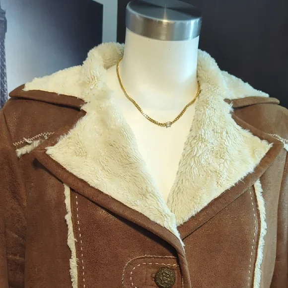 Brown Faux Suede Sherpa Lined Coat - photo 2