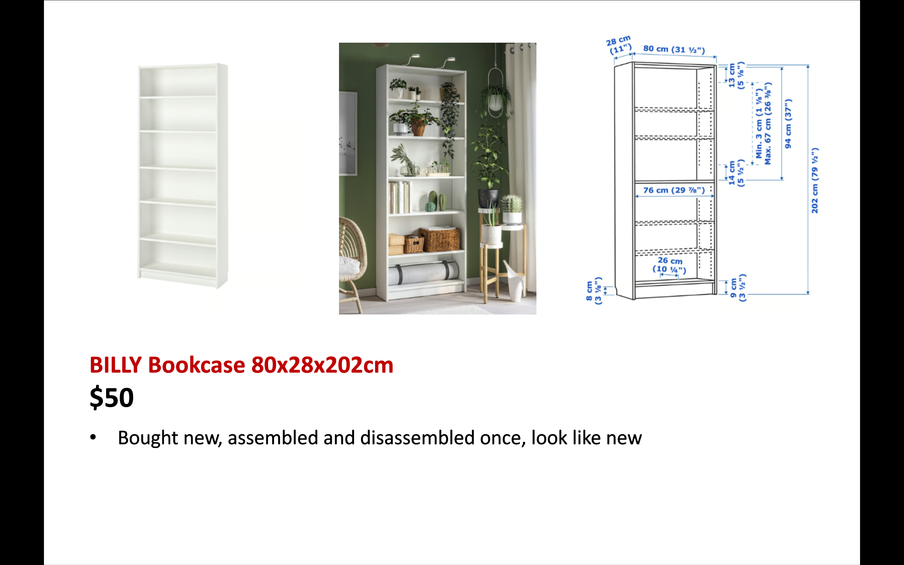 BILLY Bookcase 80x28x202cm ​