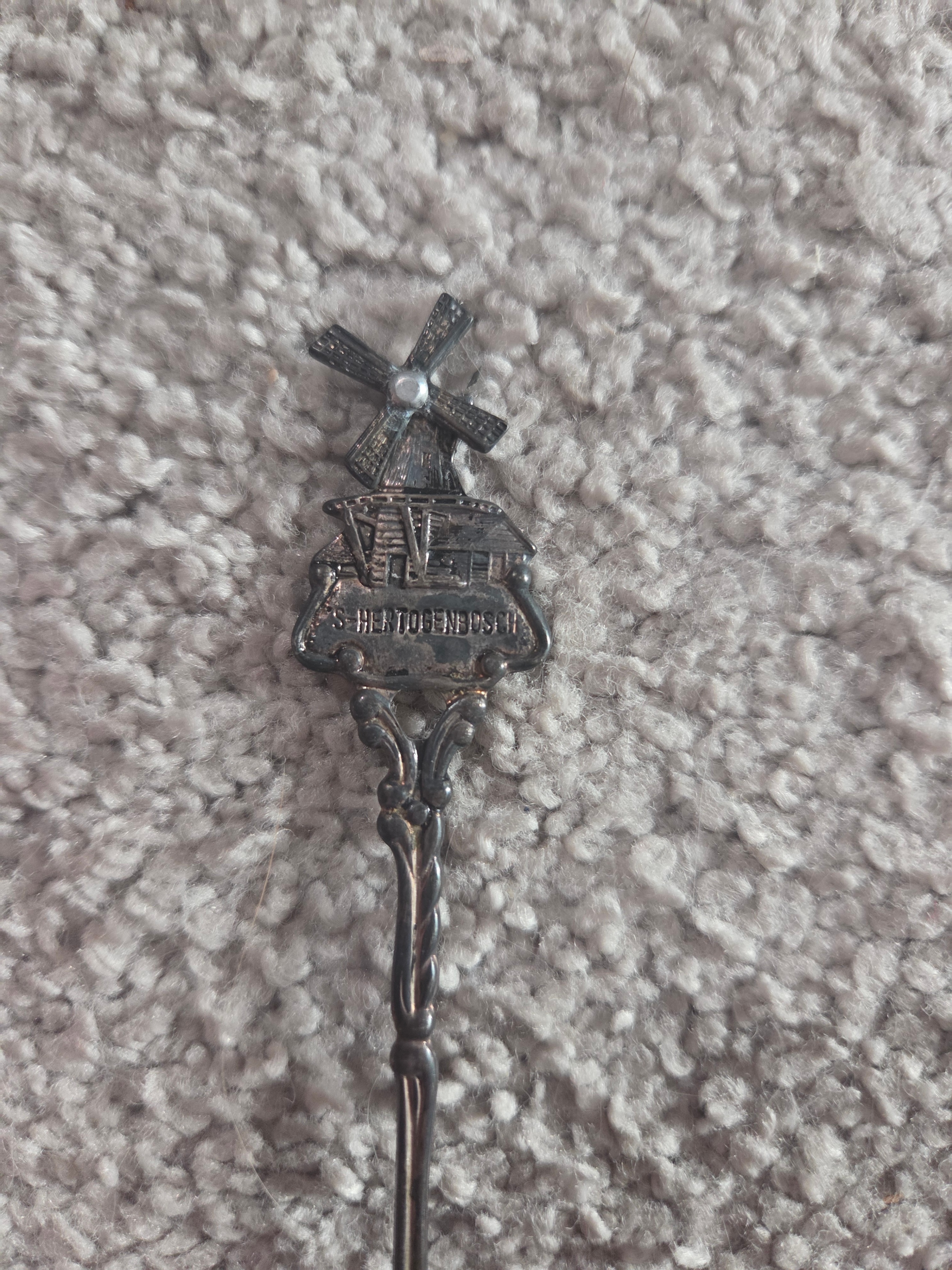 Vintage Dutch Silver Windmill Spoon, Moving Sails - photo 3