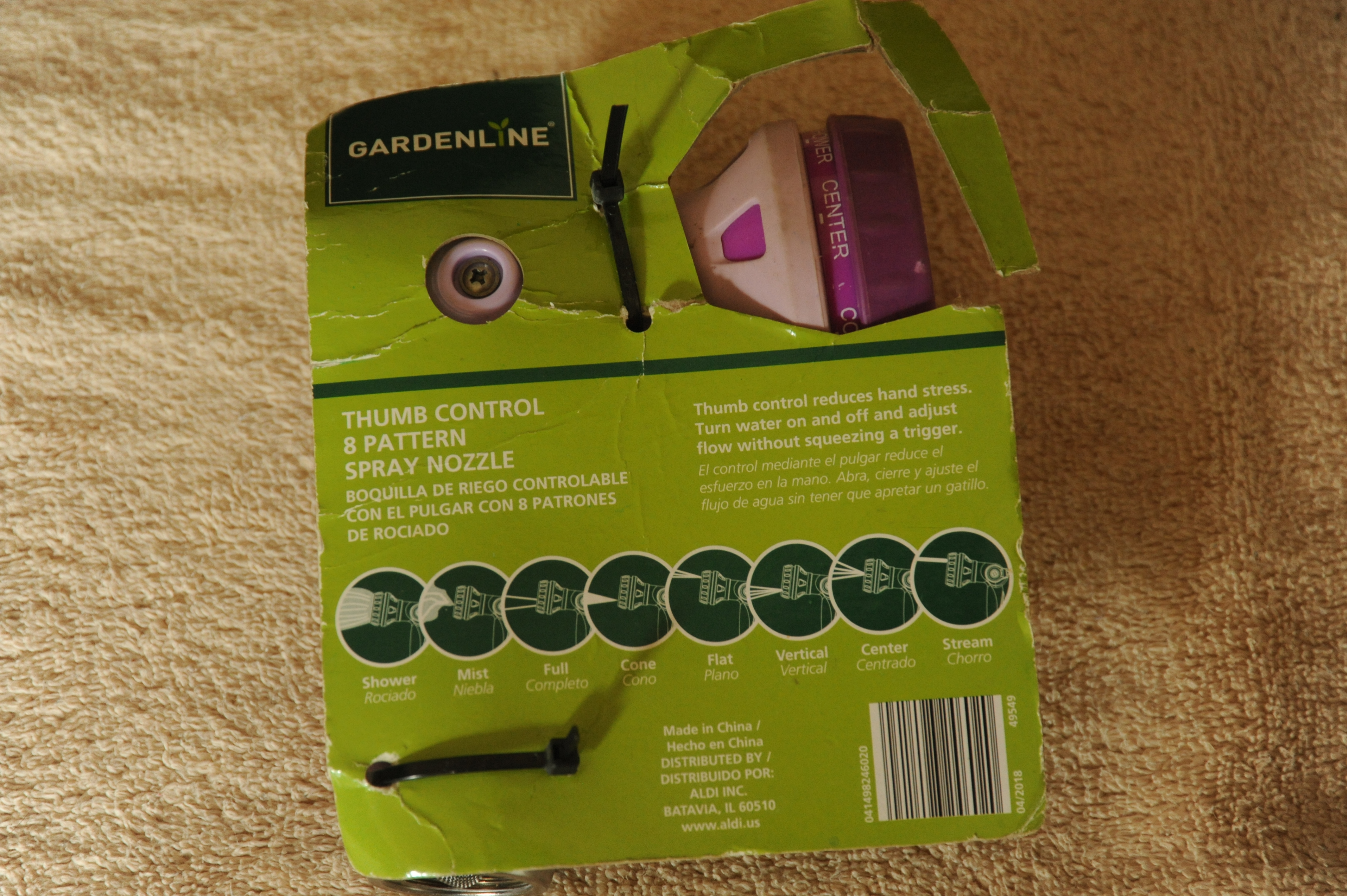 New Gardenline Hose Nozzle 8 Pattern, Thumb Control - photo 2