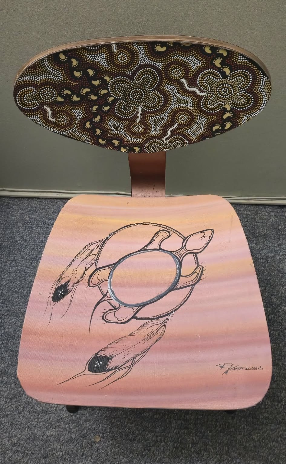 Randy Knott Original Native Art Turtle Island School chair - photo 2