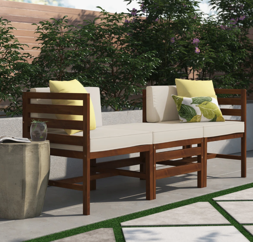 Acacia Wood Outdoor Sectional Set - New in box - photo 2