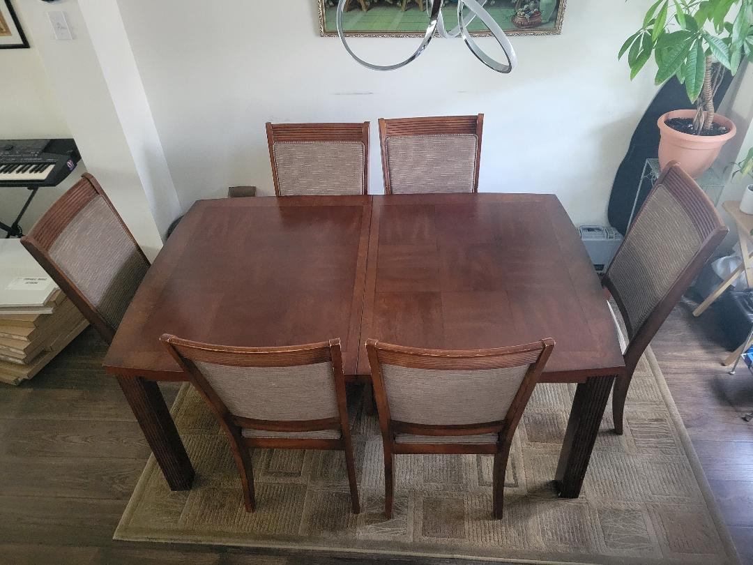 Dark Wood Dining Table Set with 6 Chairs - photo 2