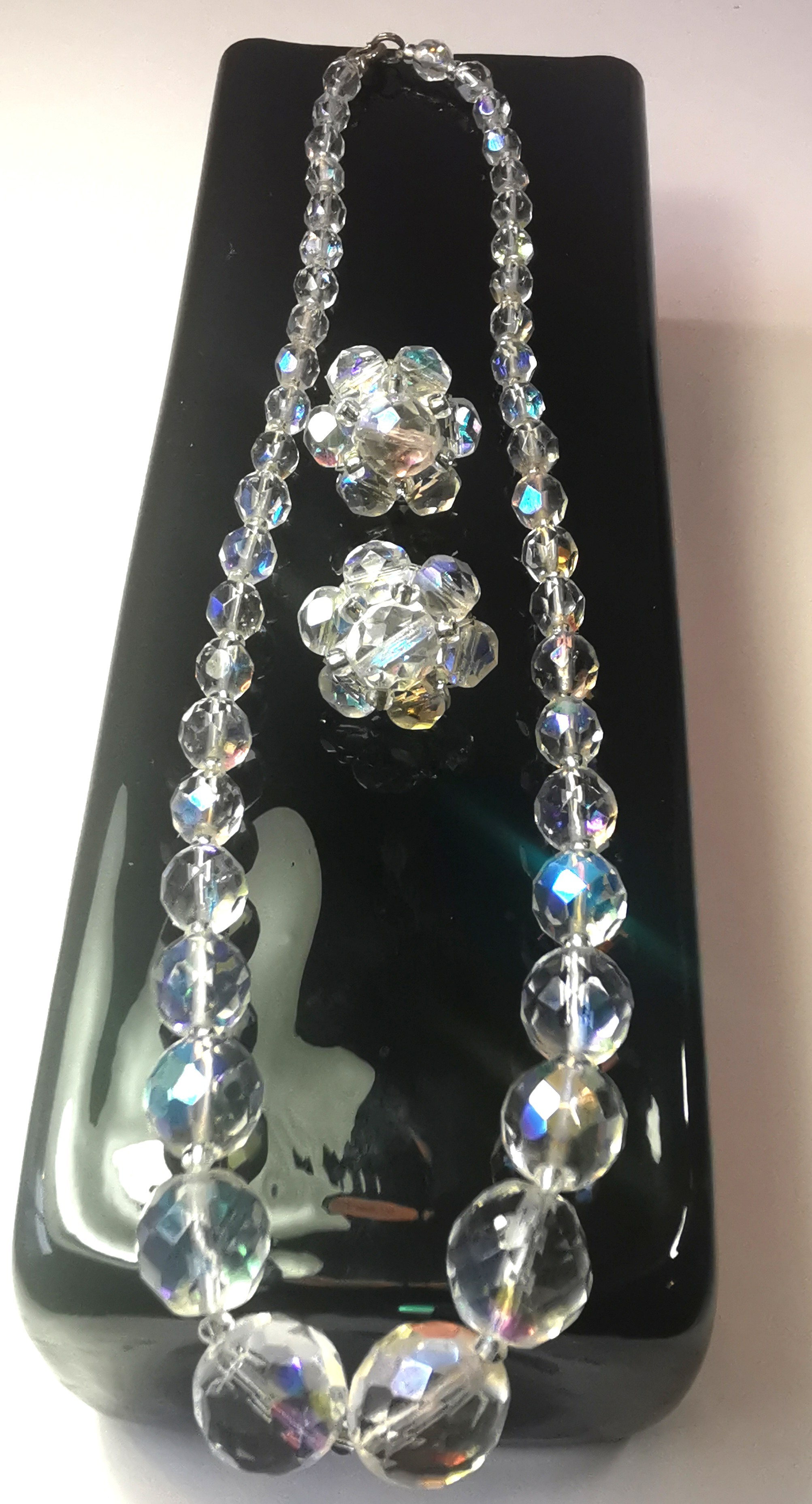 1950s Aurora Borealis Crystal Jewelry Austrian AB Glass Graduate