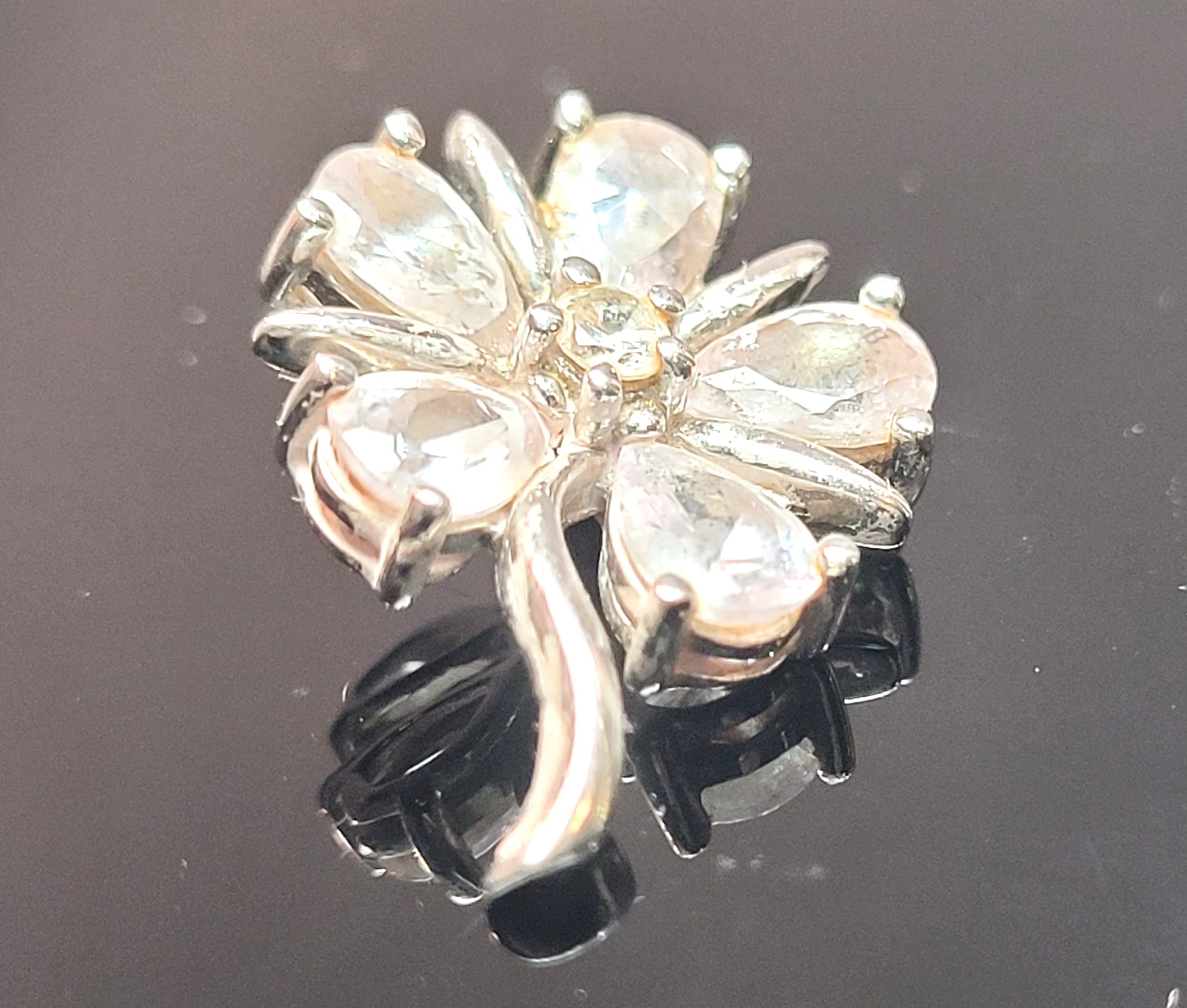 2004 Sterling Silver 925 Cubic Zirconia Flower Pendant Hallmark - photo 5