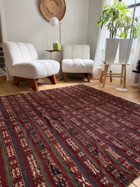 Central Asian Vintage Wool Handwoven Rug