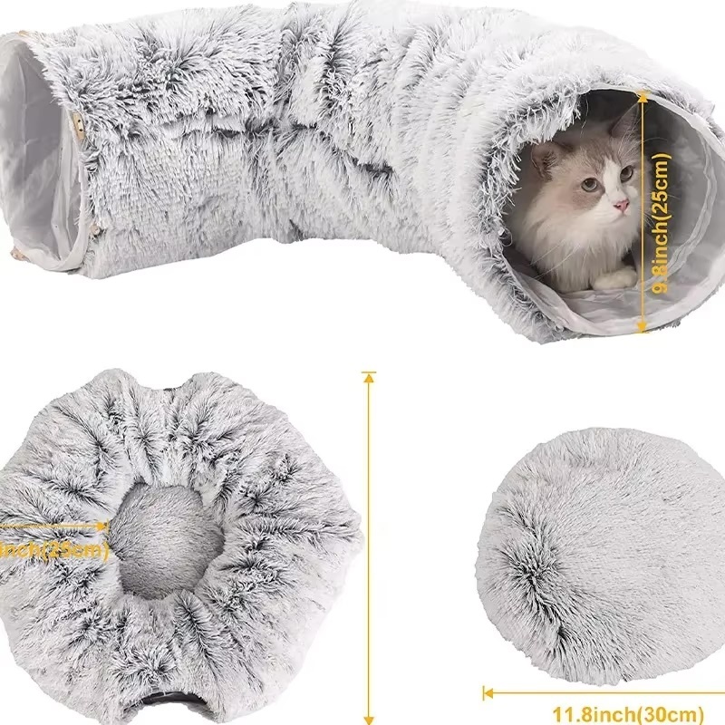 New – Plush Foldable Collapsible Cat Tunnel Bed - photo 2