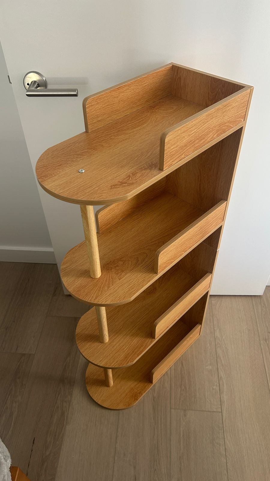 Modern Slim-Profile Tiered Bookcase / Entryway Organizer