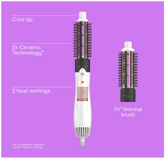 Conair 2-in-1 Double Ceramic Lightweight Hot Air Brush