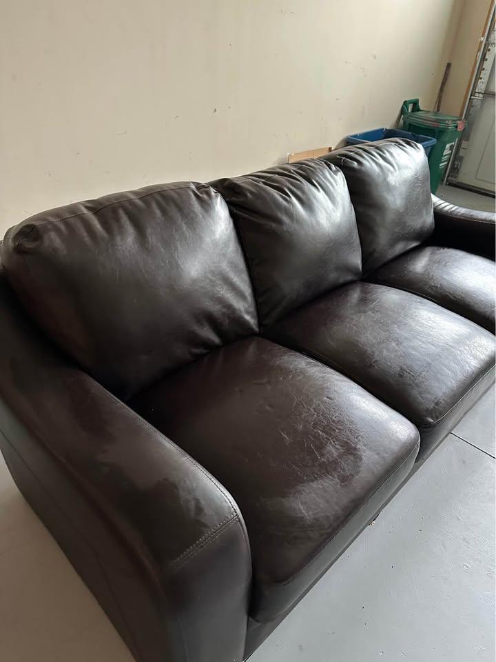 Brown Leather Sofa - 3 Seater - photo 3