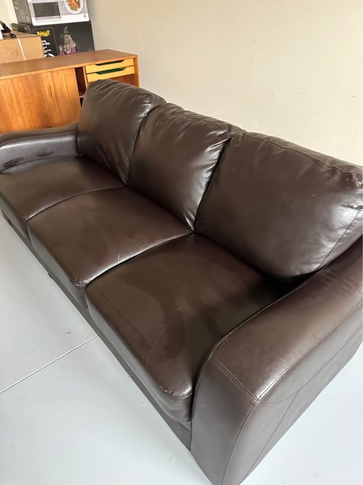 Brown Leather Sofa - 3 Seater - photo 5