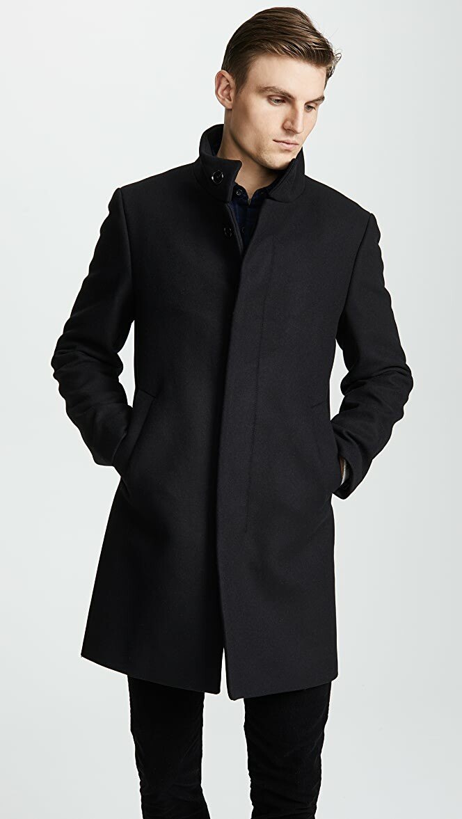 Club Monaco Neck Coats Charcoal/Black