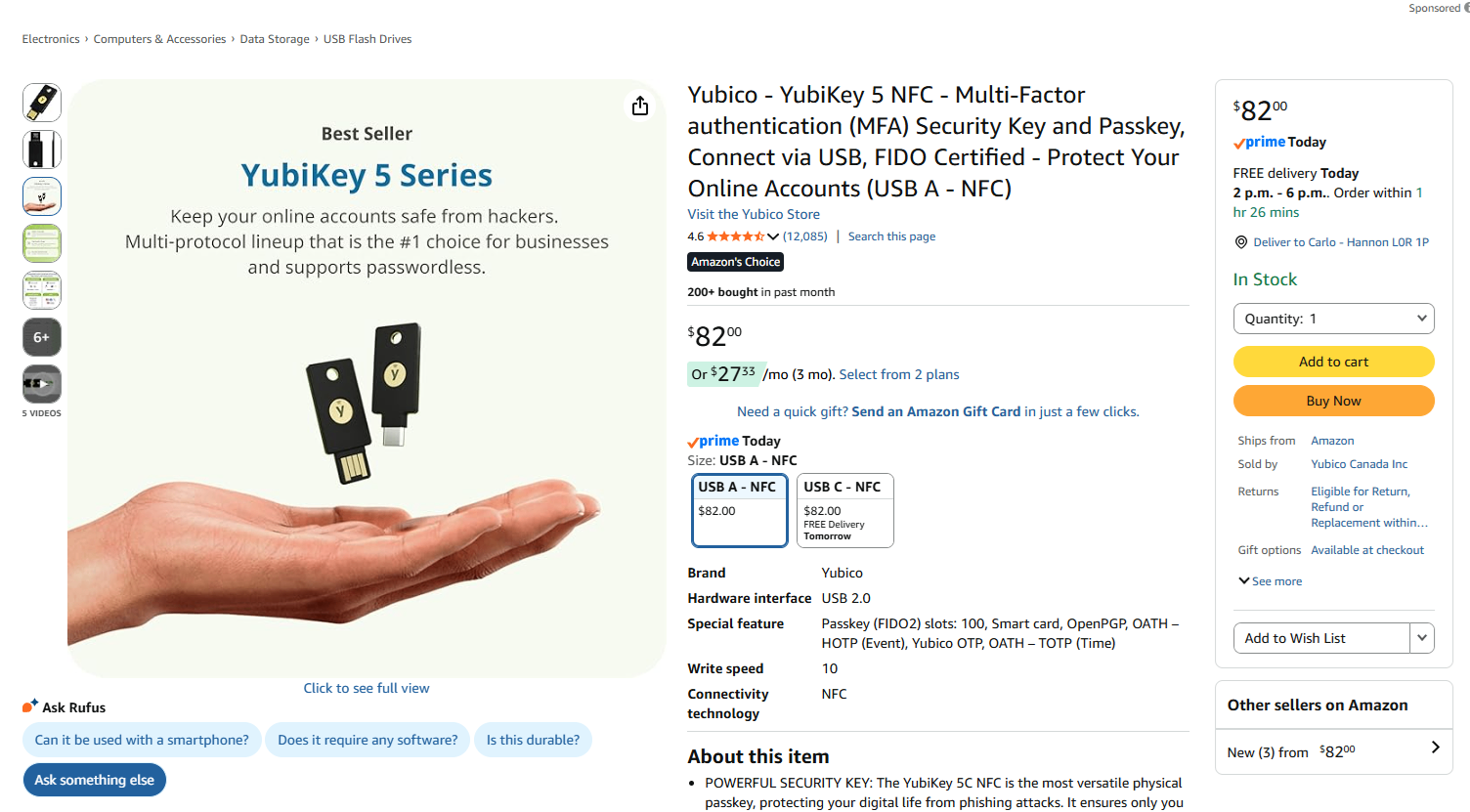 Yubico - YubiKey 5 NFC - (2FA) Security Key 🥕 - photo 3