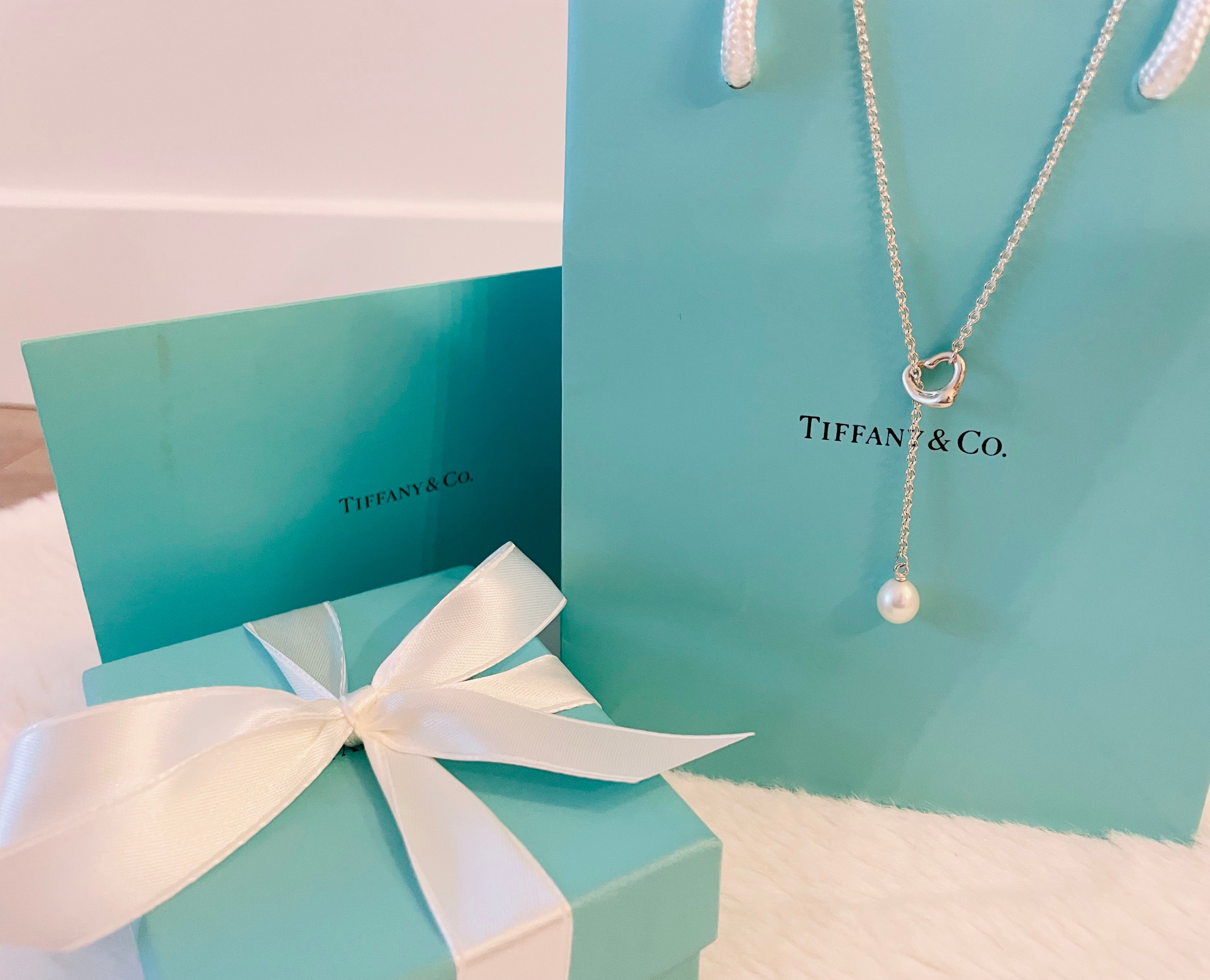 Tiffany & Co. Elsa Peretti® Open Heart Pearl Lariat Necklace