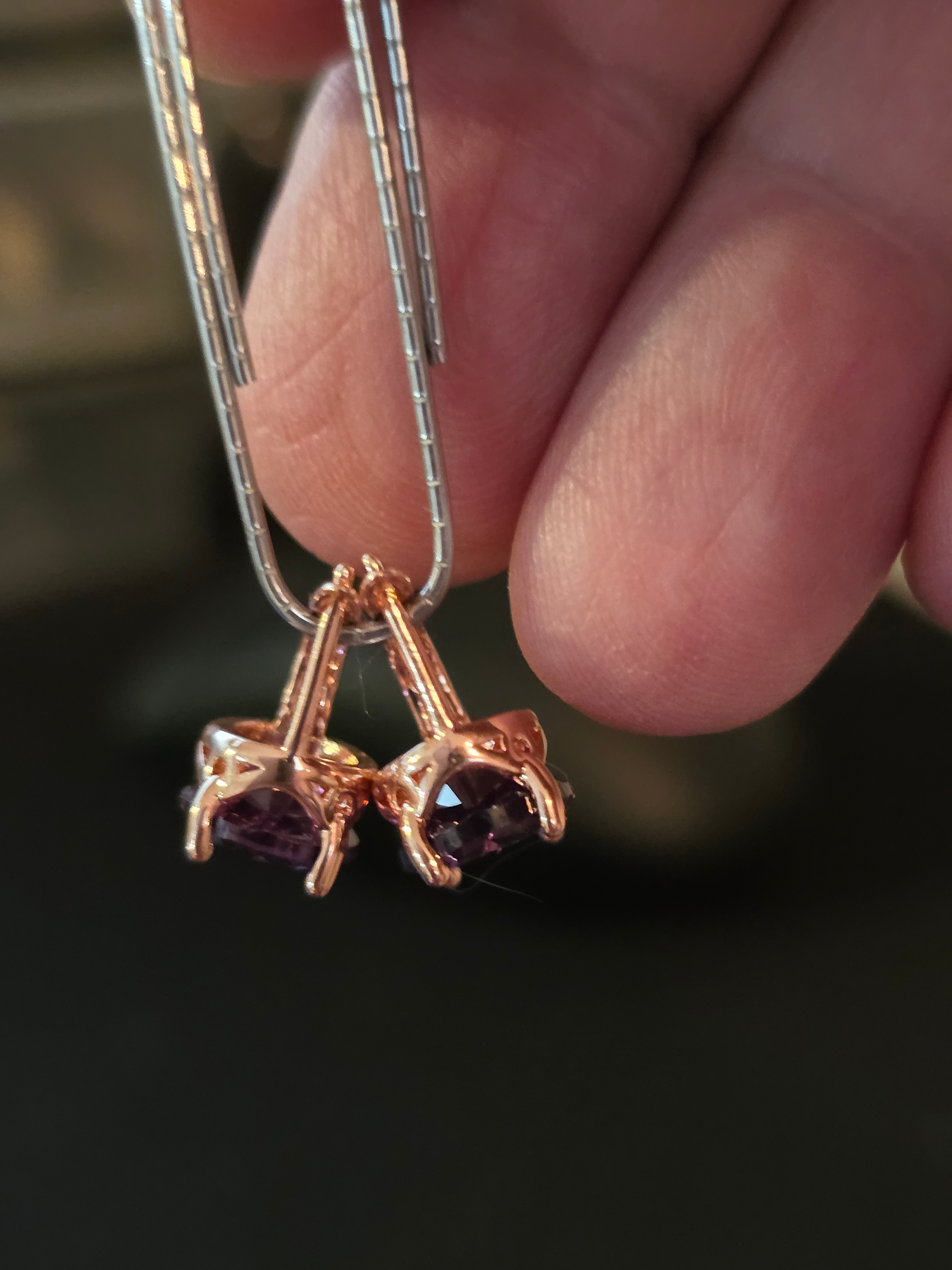 Purple Elegant Boho Style Drop Earrings with Copper Posts. - photo 3