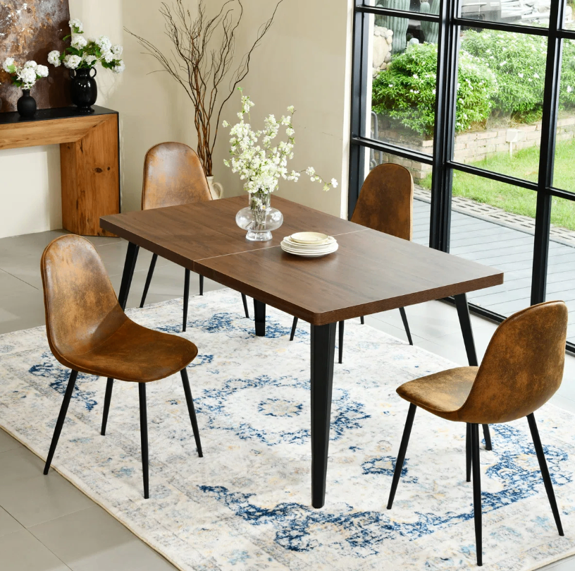 Set of 4 Faux Leather Dining Chairs - Brown - New in box - photo 5