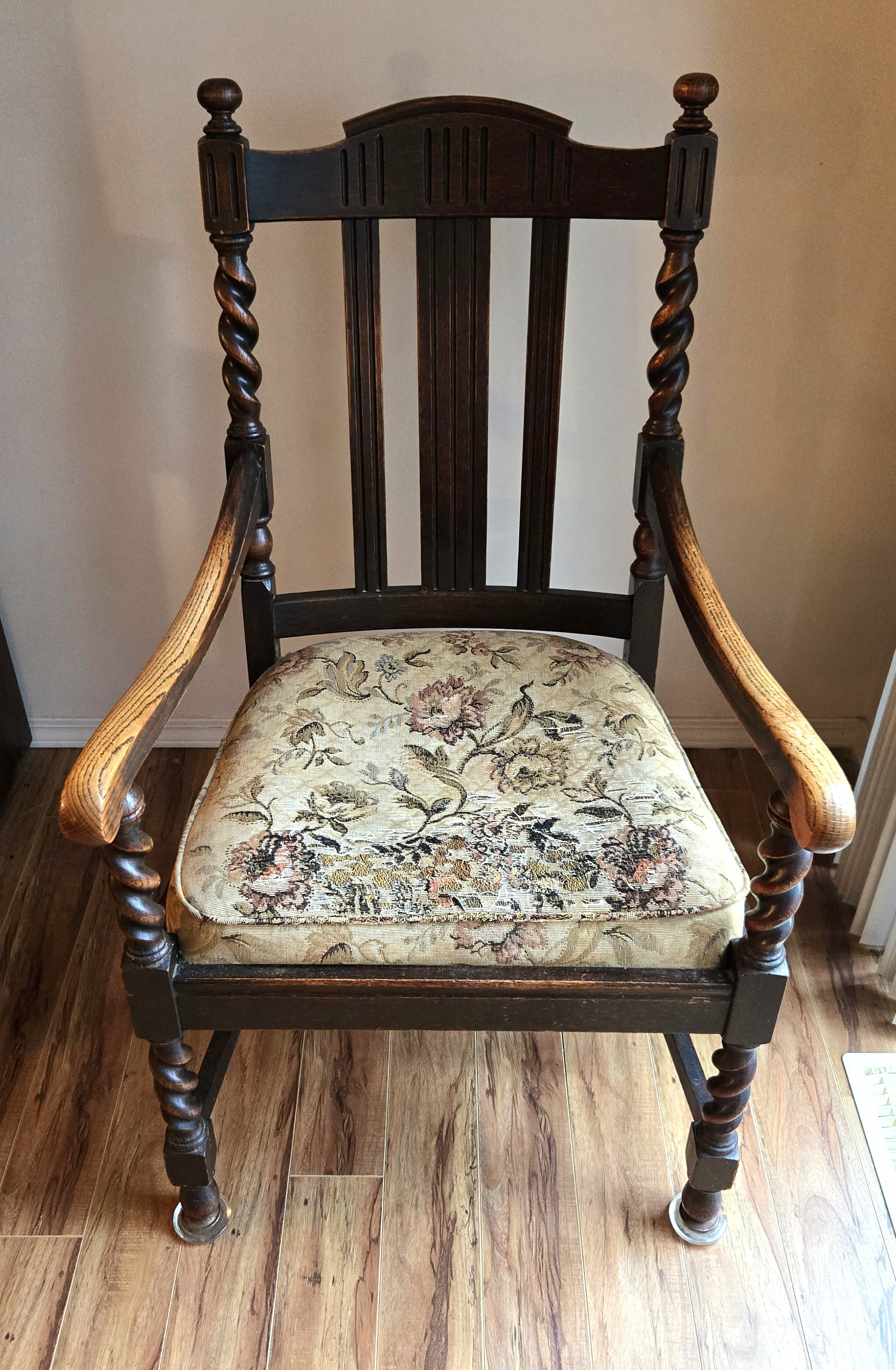 Antique 1910 Mission Oak Barley Twist Armchair & Rocker