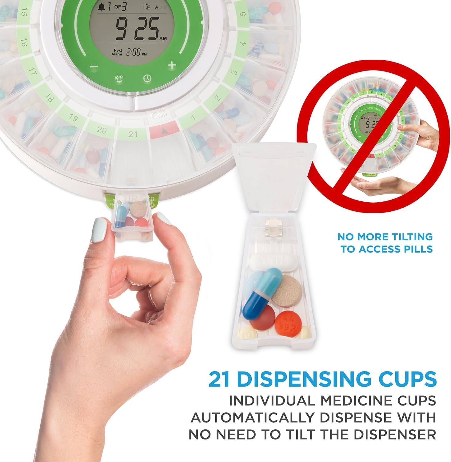 New~ LiveFine Pill Dispenser, 21 Comp., LCD Alarm & Lock - photo 4