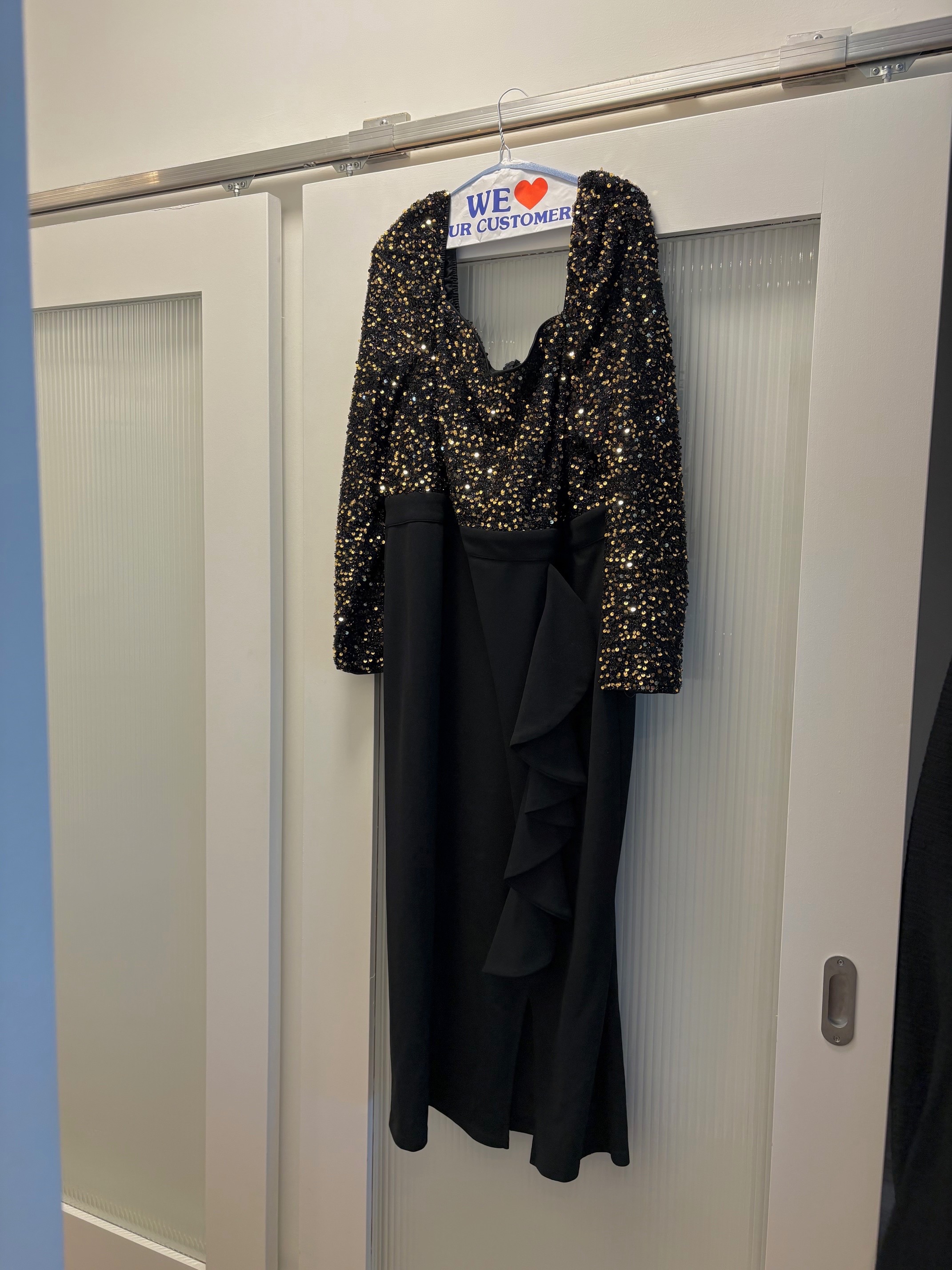 4XL Black Gold Sequin Dress Formal