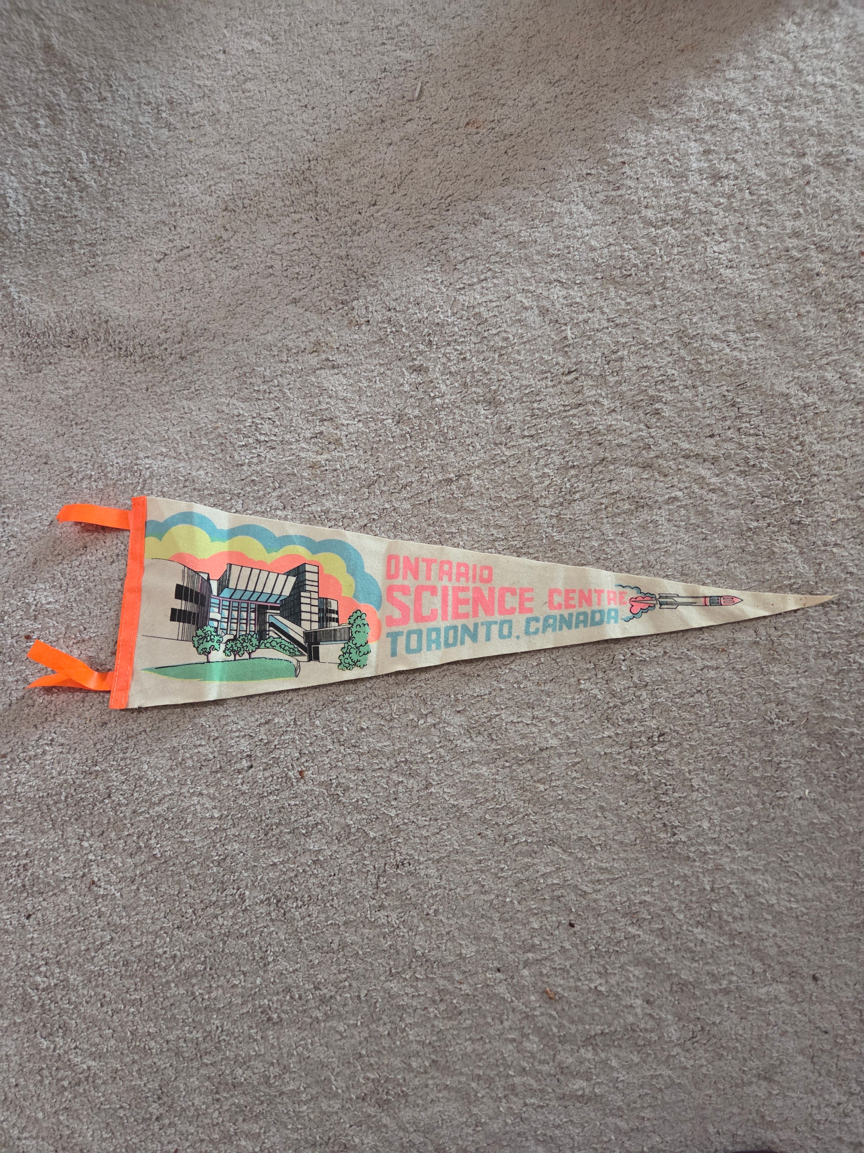 Rare Vintage Ontario Science Centre Pennant Flag, 1970s Souve