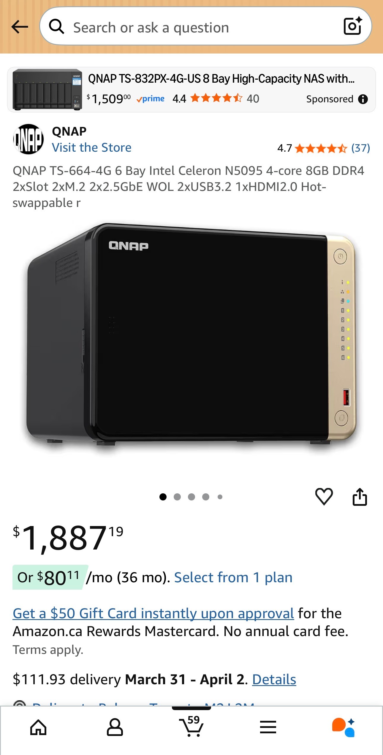 QNAP TS-664 6 Bay 8GB 2.9GHz