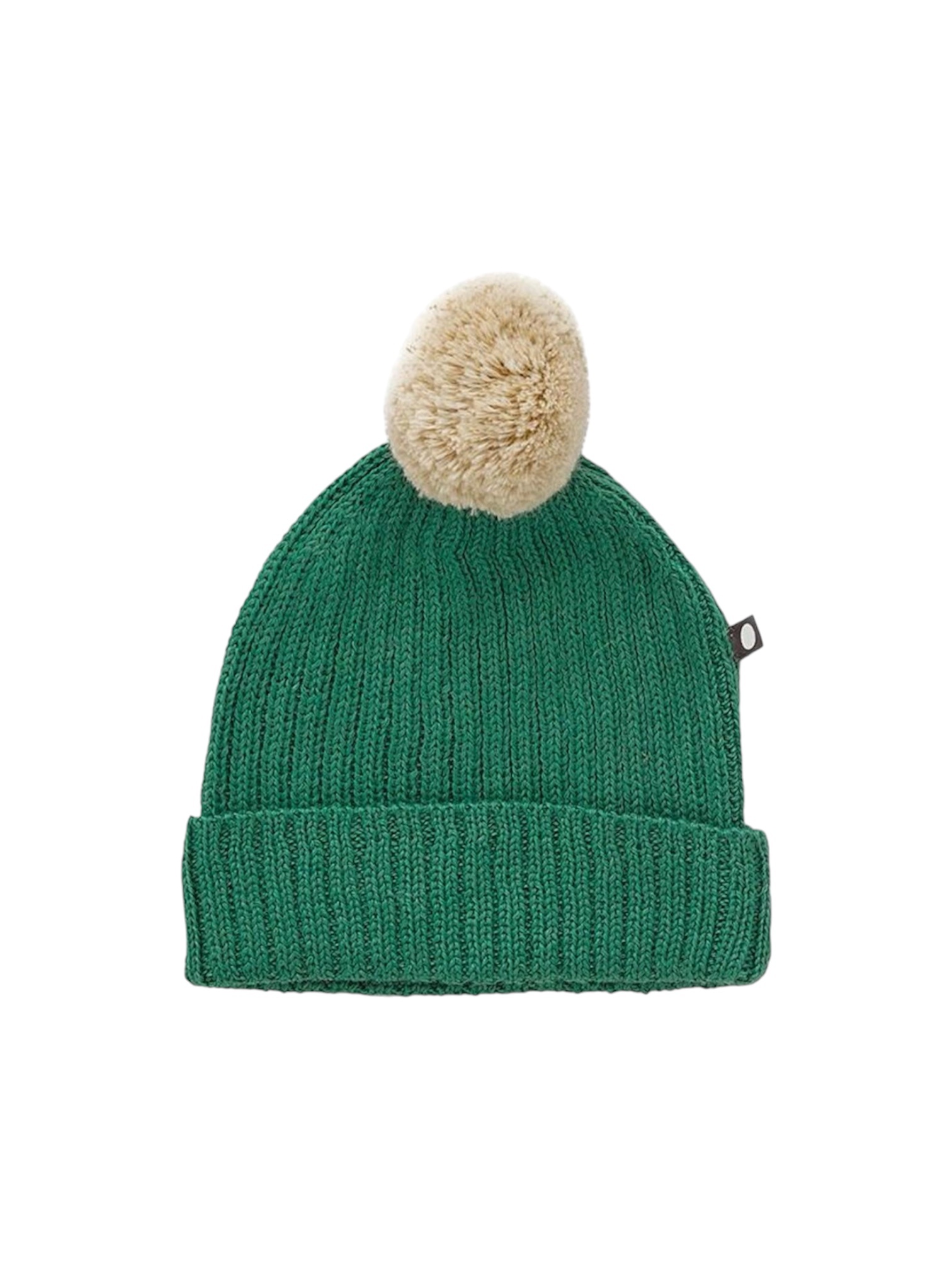 Oeuf Green 100% Baby Alpaca PomPom Beanie Knit Hat Size 6-12M