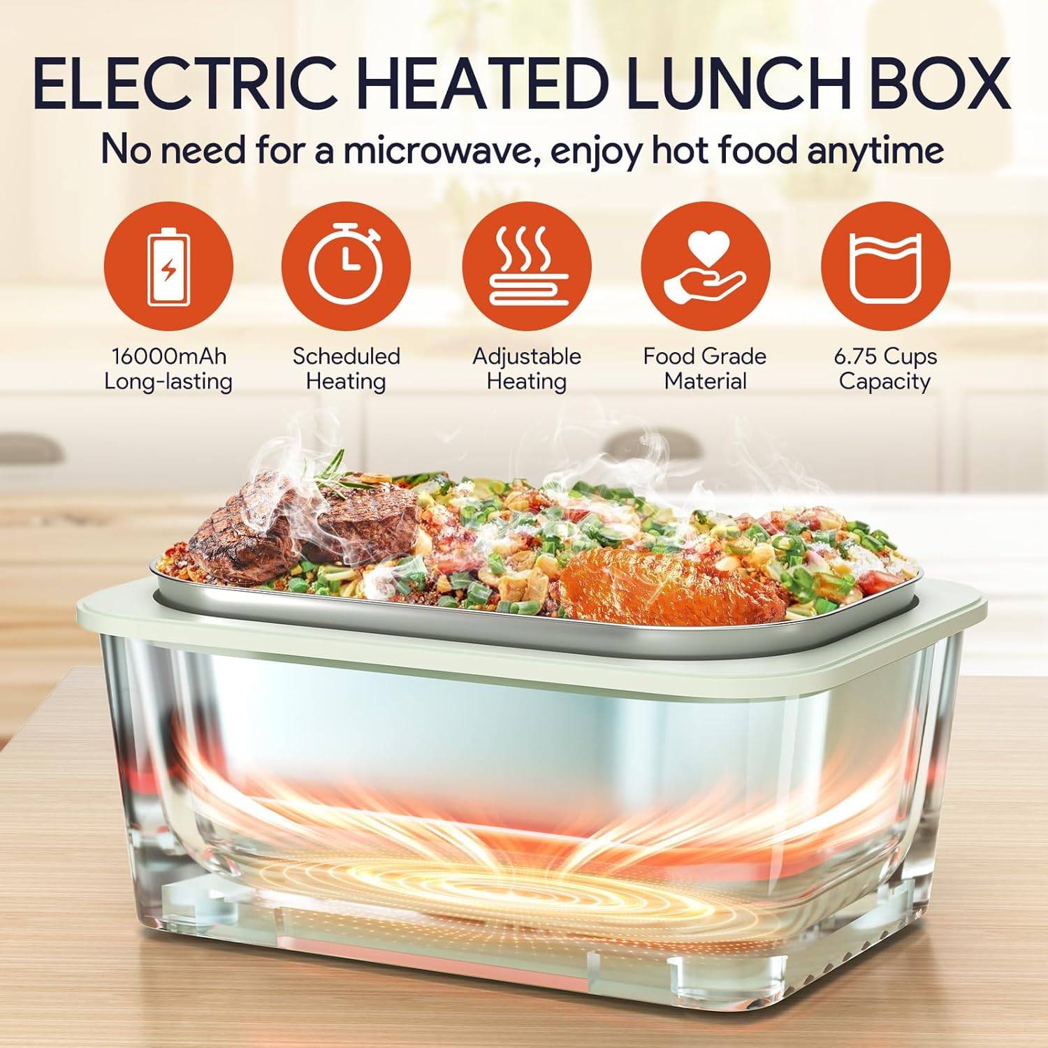 Cordless Electric Heated Lunch Box 1.6L - Like New! - photo 3