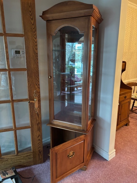 Solid Wood Lighted Curio Display Cabinet – Glass Shelves - photo 4