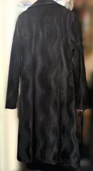 Black Velvet Double-breasted Long Women's Coat Made in USA - photo 2