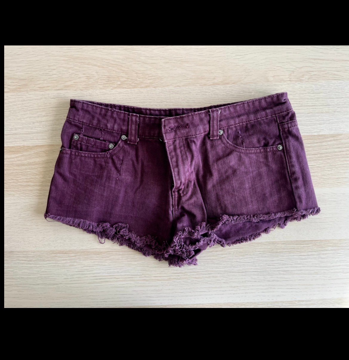 Womens/Girls Burgundy Red Denim Shorts