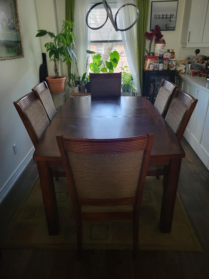 Dark Wood Dining Table Set with 6 Chairs - photo 4