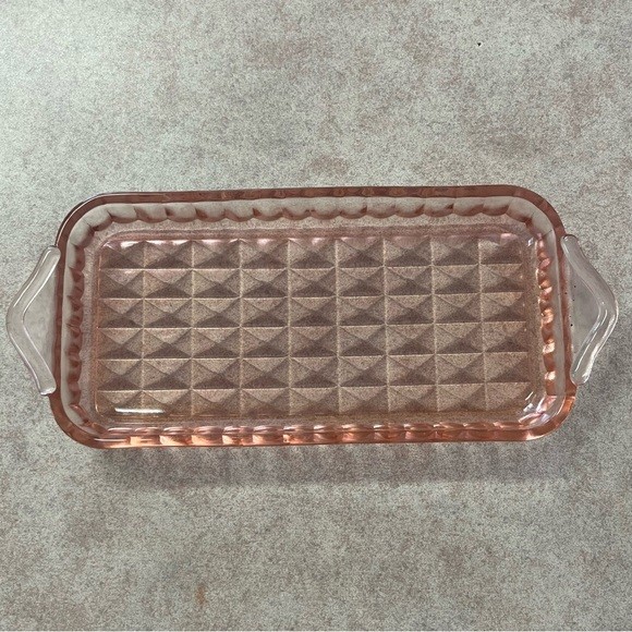 Vtg Jeannette Glass Company Windsor Pink Depression Glass Tray