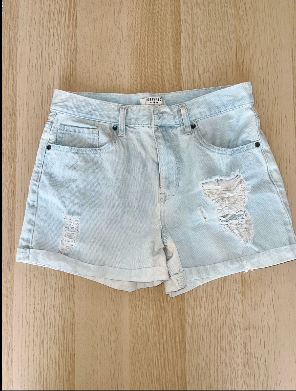 Womens/Girls High-Waisted Loose Fit Distressed Denim Shorts
