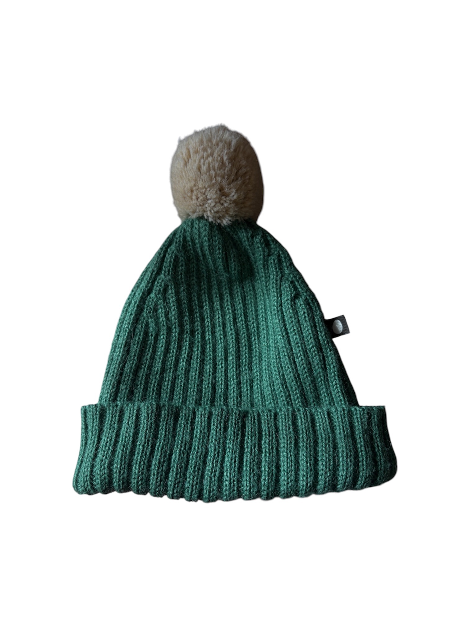 Oeuf Green 100% Baby Alpaca PomPom Beanie Knit Hat Size 6-12M - photo 3