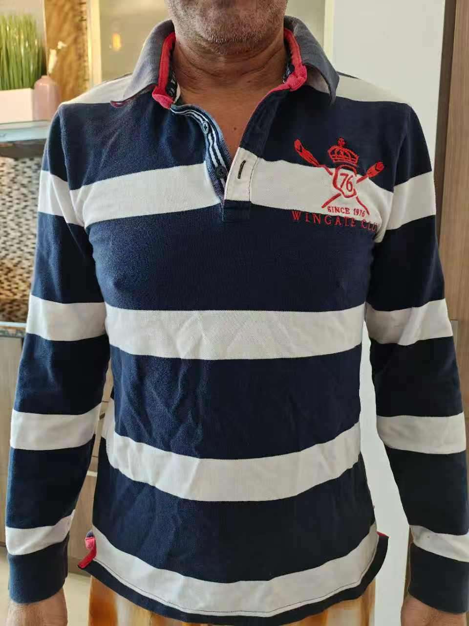 Navy & White Stripe Rugby Shirt - $5 Only! Description: - photo 2