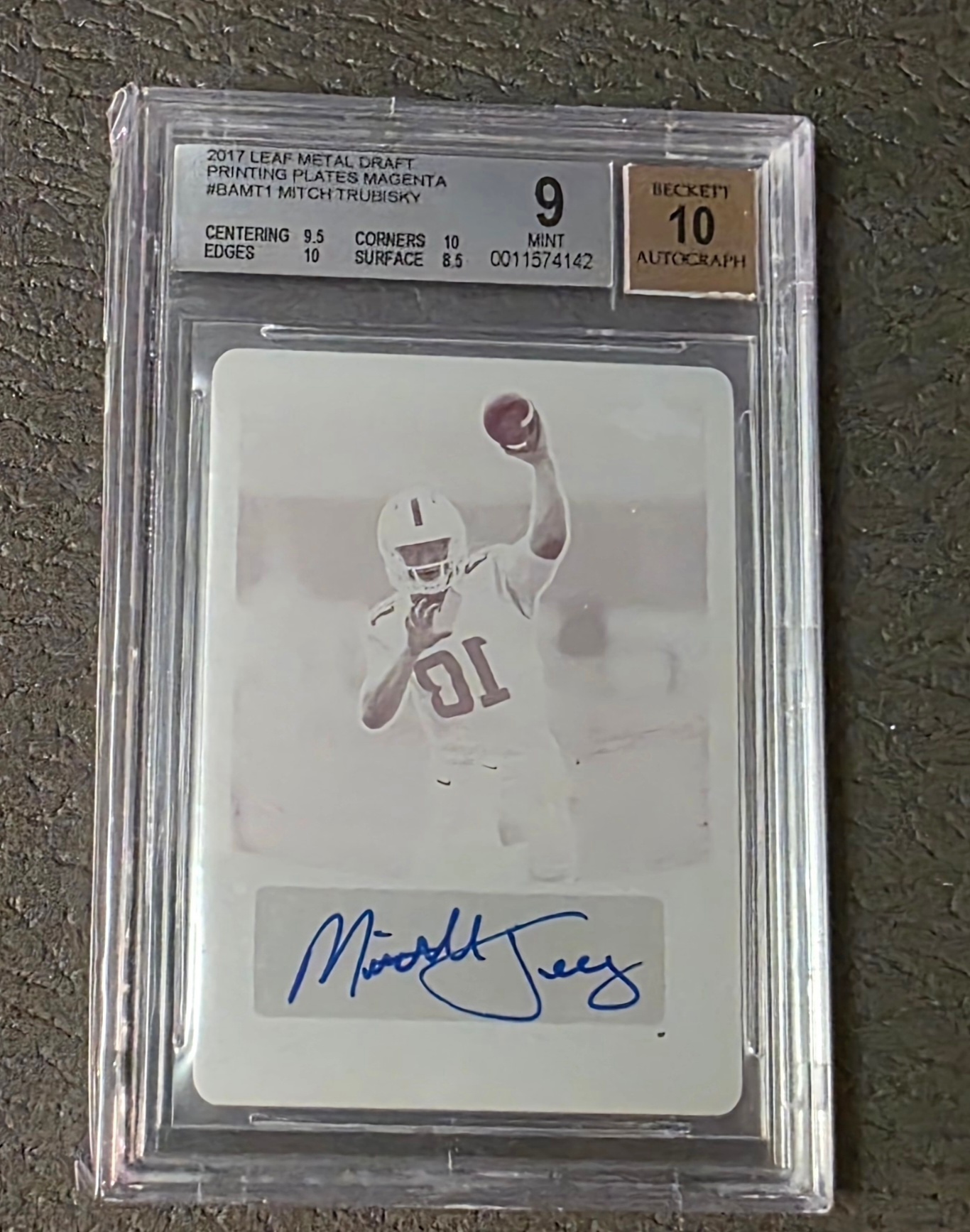 2017 Mitch Trubisky 1/1 Printing Plate Autograph