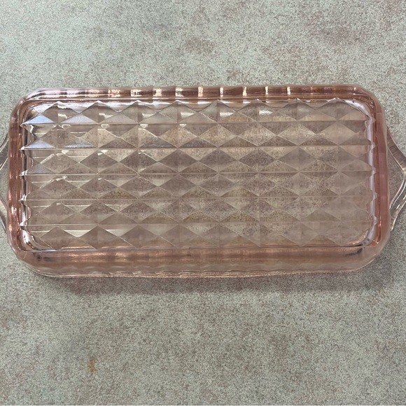 Vtg Jeannette Glass Company Windsor Pink Depression Glass Tray - photo 2