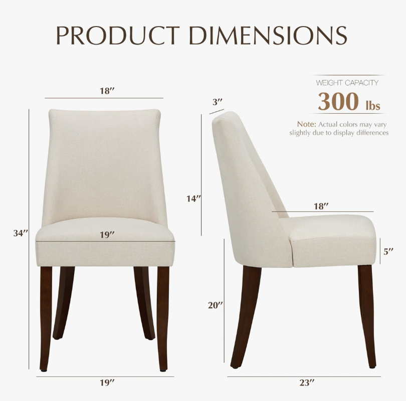 Solid Wood Dining Chairs - Set of 4 - Cream Fabric - New in box - photo 3