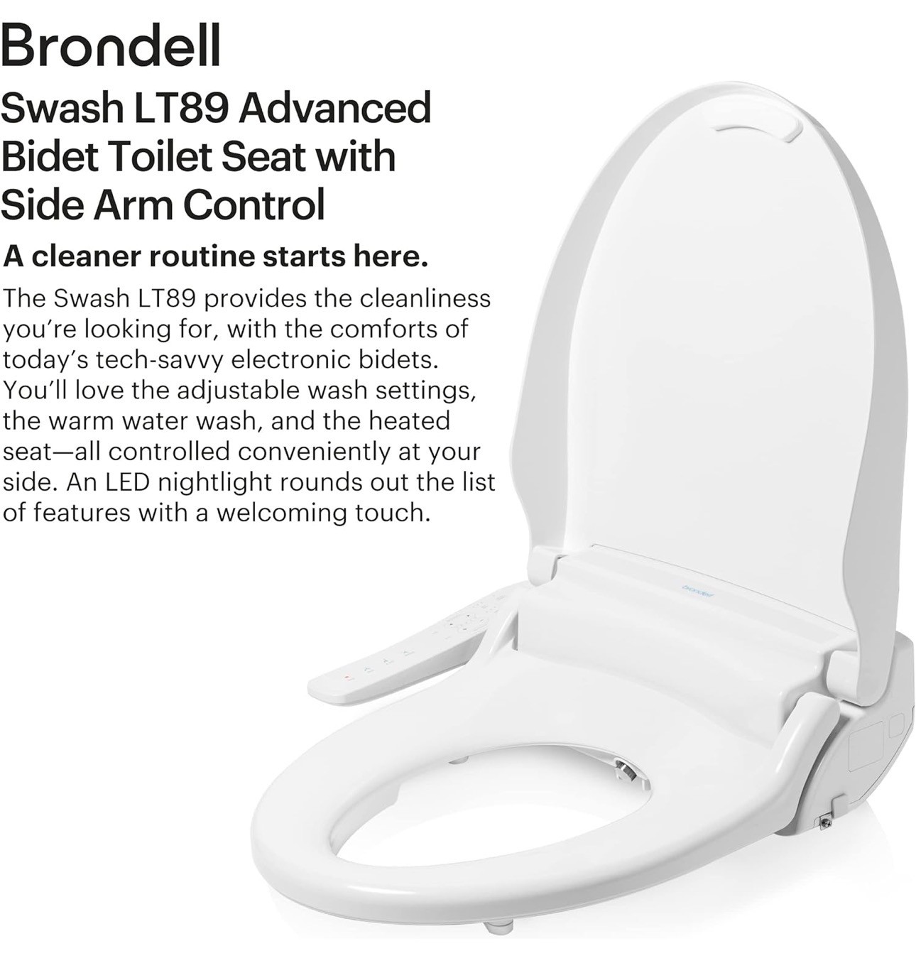Electric Bidet Toilet Seat Arm Control Warm Water Wash Stainless - photo 3