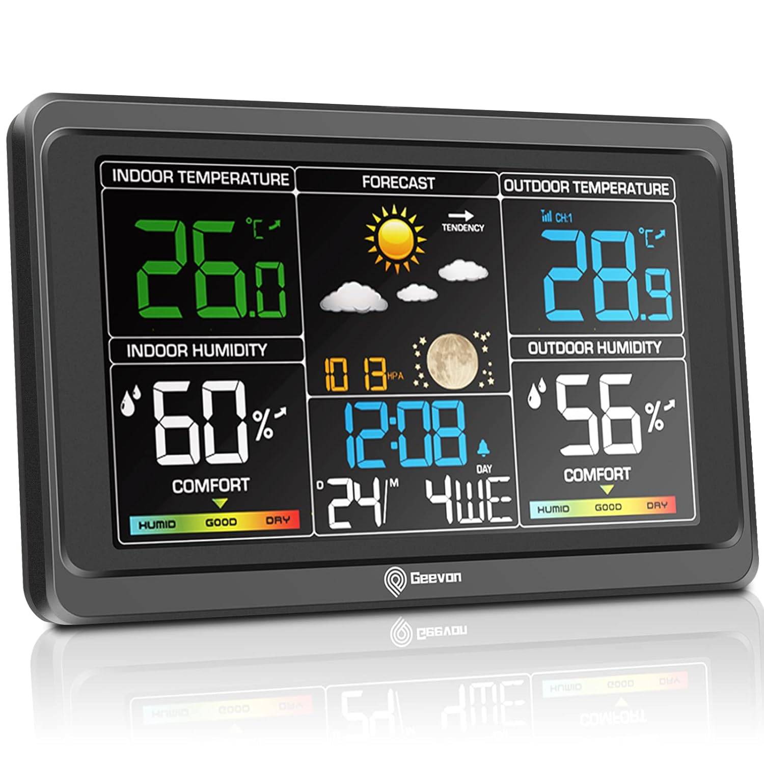 Geevon Weather Station Wireless Indoor Outdoor Thermometer