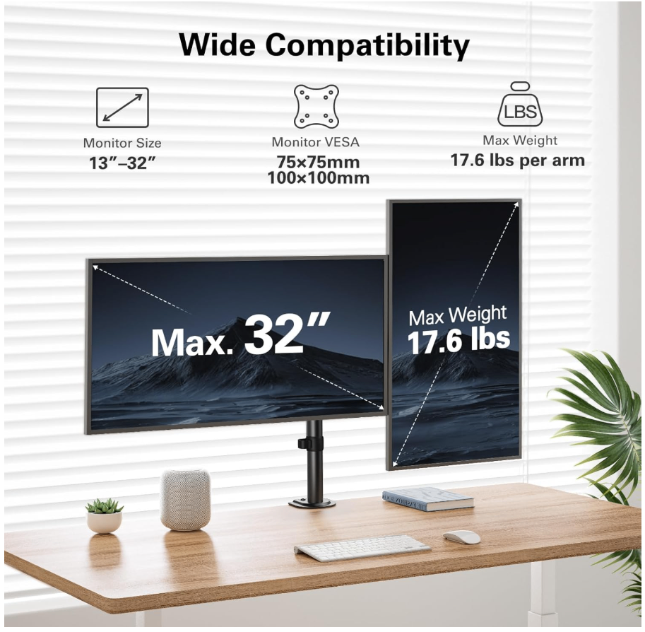 Dual Monitor Stand for 13-30 Inch Screens - photo 4