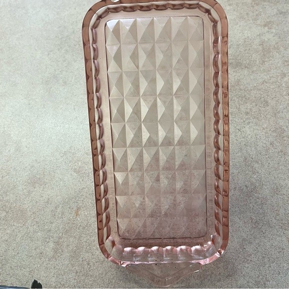 Vtg Jeannette Glass Company Windsor Pink Depression Glass Tray - photo 3