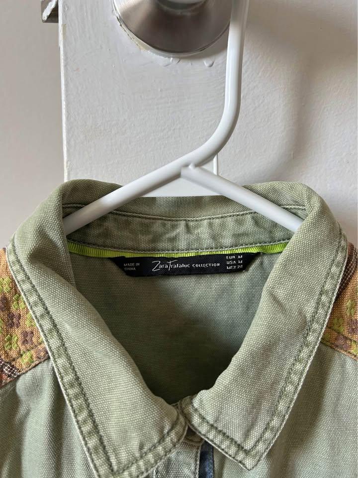 Zara Trafaluc Collection Light Jacket Kaki Boho pattern- Size M - photo 3
