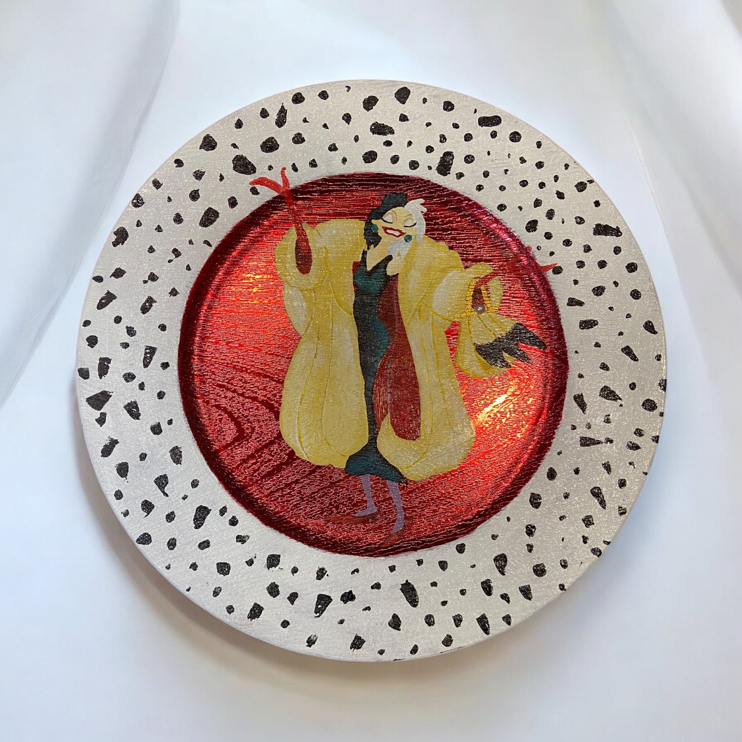 Hand Painted Cruella De Vil Decorative Plate